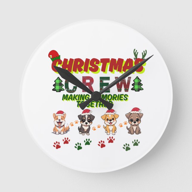 Dog Lover Christmas Family-Christmas crew dogs  Rund Klocka (Framsida)