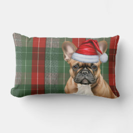 Dog Lover Christmas French Bulldog Holiday Plaid Lumbarkudde