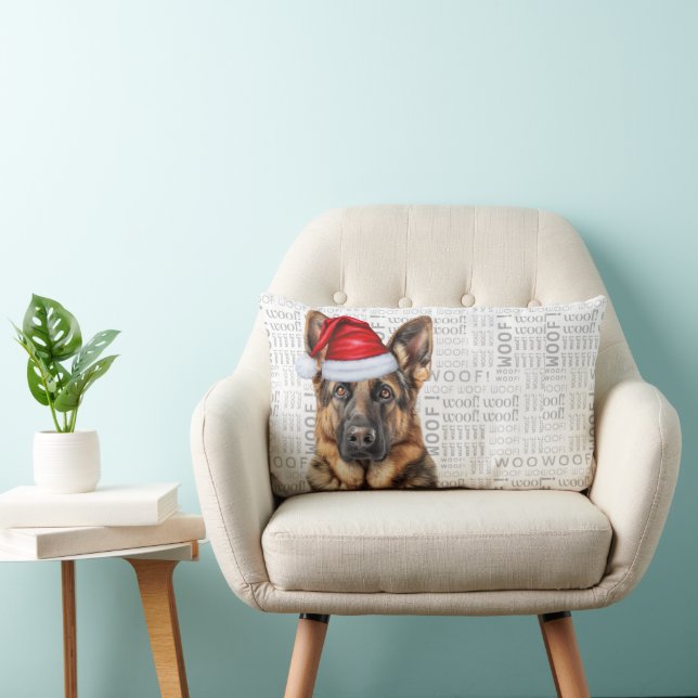 Dog Lover Christmas German Shephed in a Hat Lumbarkudde (Stol)