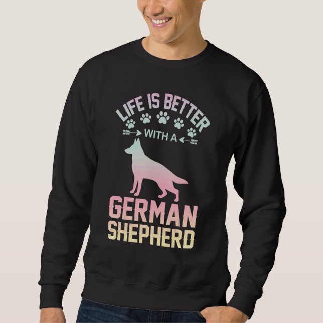 Dog lover gifts - life is better with German Sheph Lång Ärmad Tröja (Framsida)