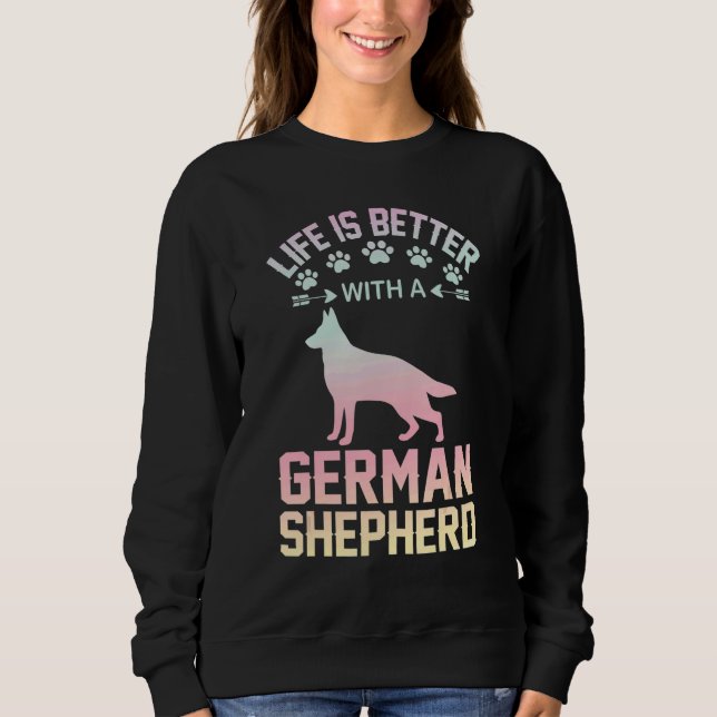 Dog lover gifts - life is better with German Sheph T Shirt (Framsida)