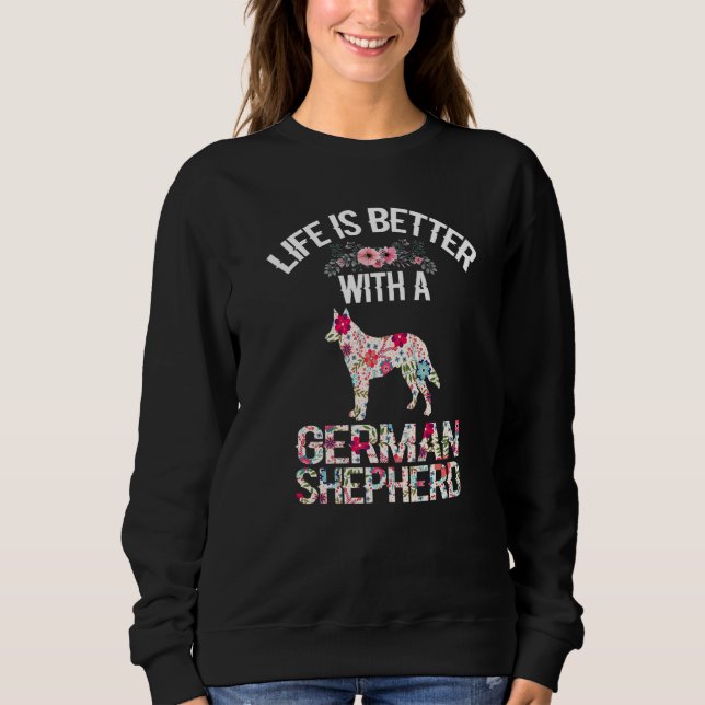 Dog lover gifts - life is better with German Sheph T Shirt (Framsida)