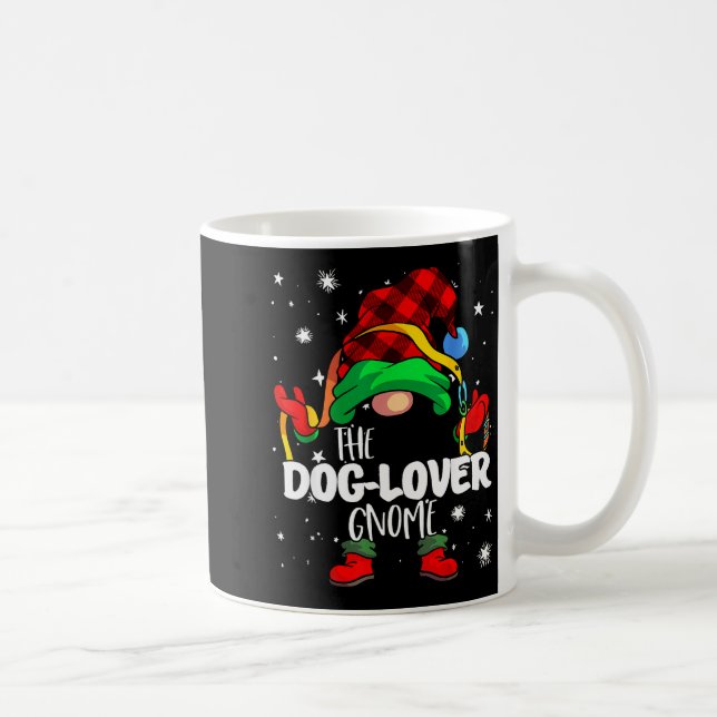Dog Lover Gnome Red Buffalo Plaid Matching Family  Kaffemugg (Höger)