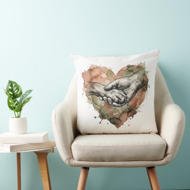 Dog Lover Human Animal Bond Watercolor Heart Kudde (Stol)