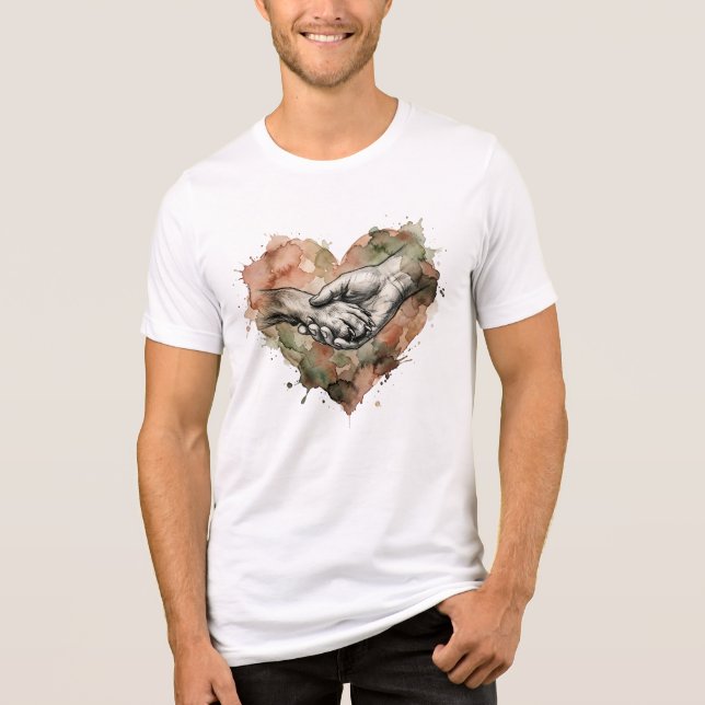 Dog Lover Human Animal Bond Watercolor Heart T Shirt (Framsida)