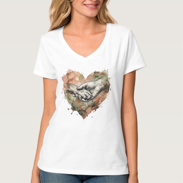 Dog Lover Human Animal Bond Watercolor Heart T Shirt (Framsida)