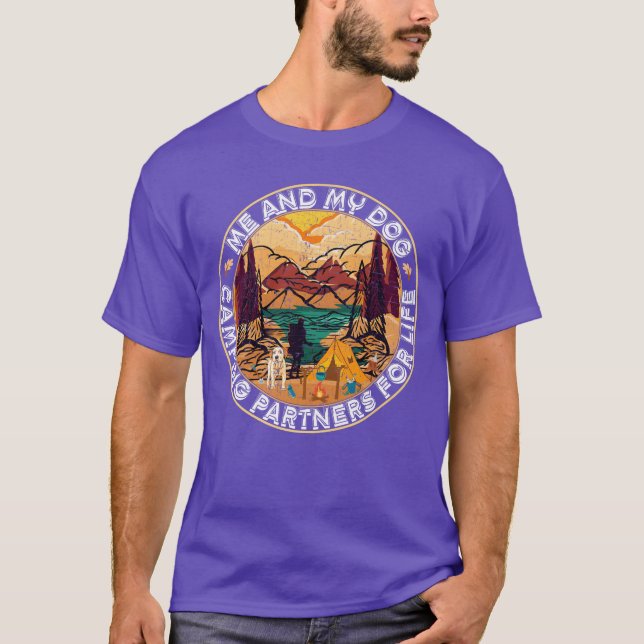 Dog Lover Man and His Dog Best Camping Partners fa T Shirt (Framsida)