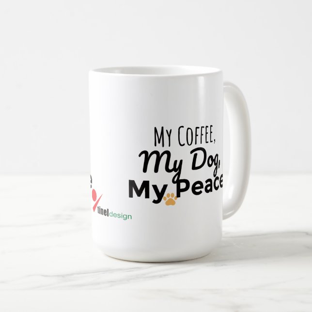 Dog Lover Mug – My Coffee My Dog My Peace Kaffemugg (Framsida höger)