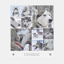 Dog Lover Pet Photo Collage Fleecefilt