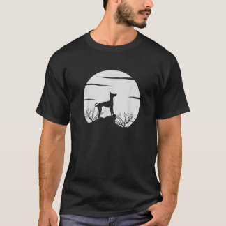 Dog Lover Silhouette with Scenic Moon and Nature S T Shirt