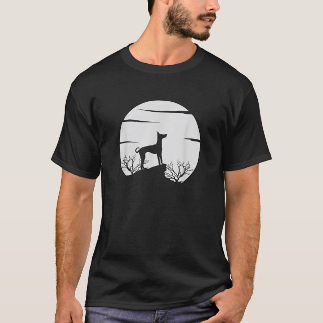 Dog Lover Silhouette with Scenic Moon and Nature S T Shirt (Framsida)