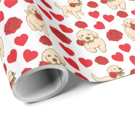 Dog Lover Valentine Gift Wrapping Paper - White Presentpapper