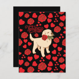 Dog Lover Valentine’s Day Card in Black Anteckningskort
