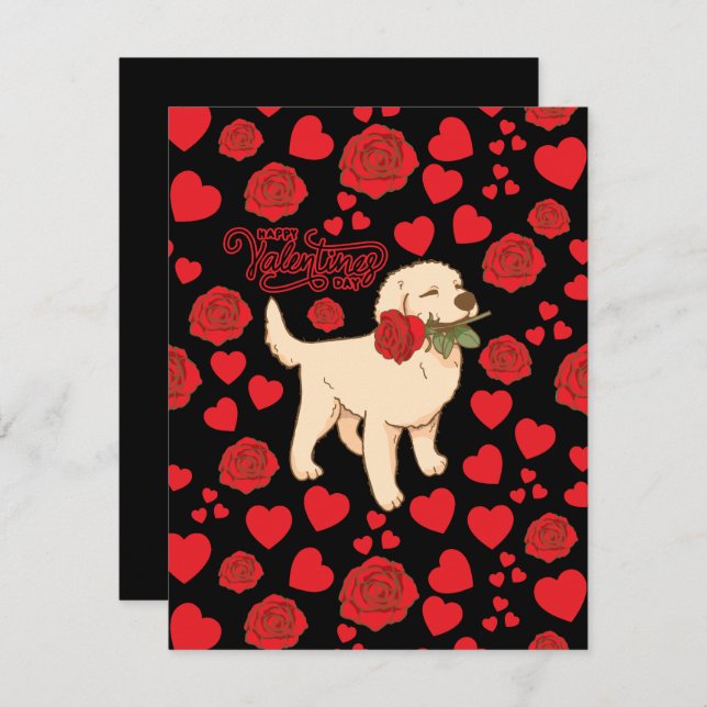 Dog Lover Valentine’s Day Card in Black Anteckningskort (Fram/baksida)