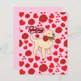 Dog Lover Valentine’s Day Card in Pink Anteckningskort