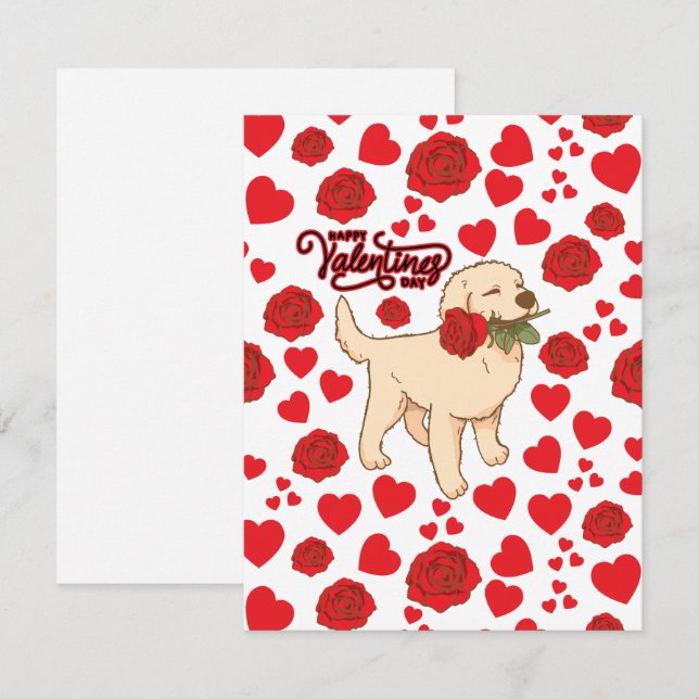 Dog Lover Valentine’s Day Card in White Anteckningskort (Fram/baksida)