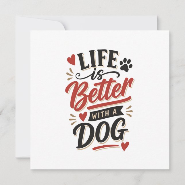 Dog Lover Wall Art - Life is Better with a Dog Red (Framsida)