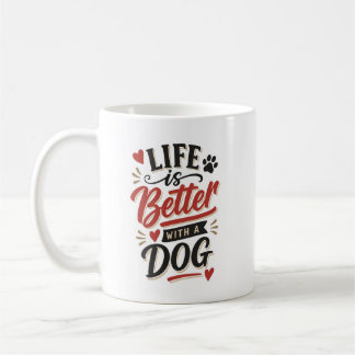 Dog Lover Wall Art - Life is Better with a Dog Red Kaffemugg