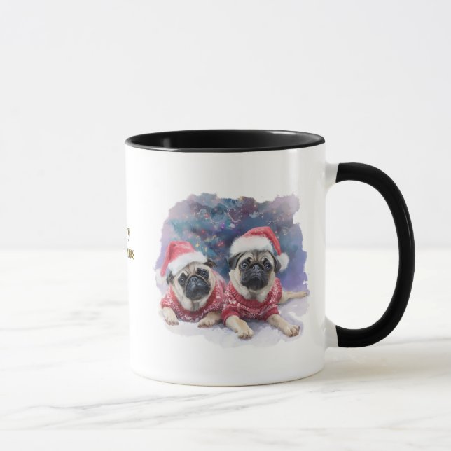 Dog Lovers Christmas Coffee Mug/Pug Mugg (Höger)
