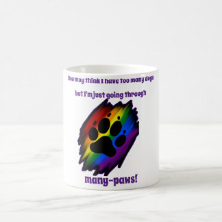 Dog lover's mug woman many paws rainbow pawprint kaffemugg