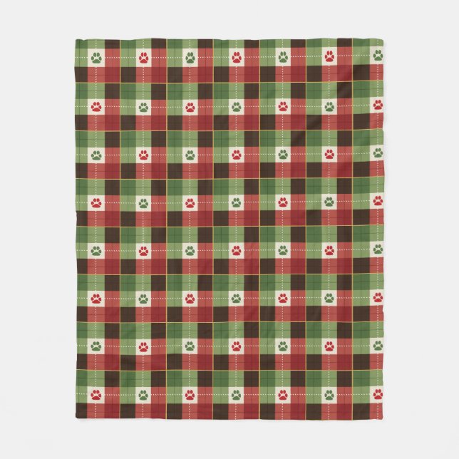 Dog Lovers Paw Print Plaid Fleecefilt (Framsidan)