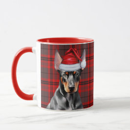 Dog Lover's Red Plaid Doberman Pinscher Holiday Mugg