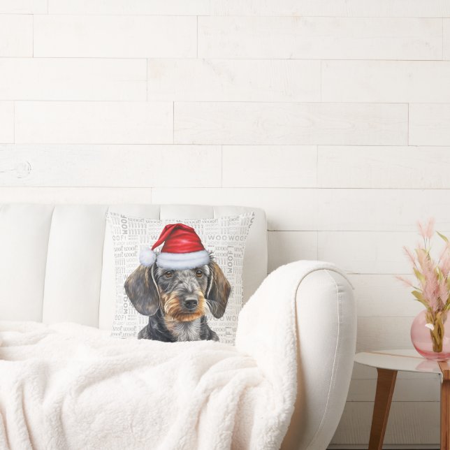 Dog Lover's Wirehaired Dachshund Christmas Kudde (Soffa)
