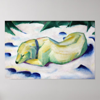 Dog Lying in the Snow (1911) by Franz Marc Poster