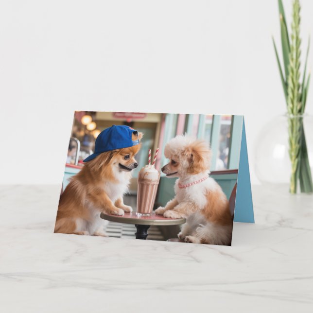 Dog Malt Shop Valentine Card 4 Helgkort (Framsida)