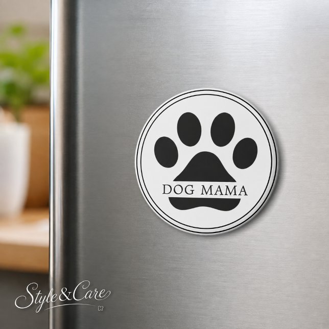 Dog Mama Anpassad Text Tassavtryck Kylskåp Magnet  (Dog Mama Custom Text Paw Print Fridge Magnet Gift)