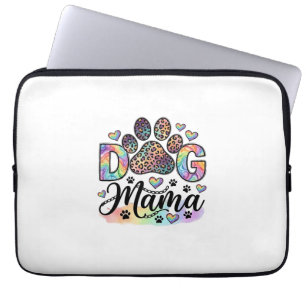 Dog Mama Paw Leopard Regnbåge Vattenfärg Hjärtan_1 Laptop Fodral