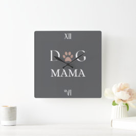 Dog Mama Paw Print, Mother’s Day & Birthday Gift Fyrkantig Klocka