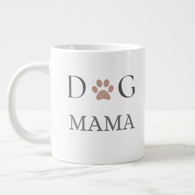 Dog Mama Paw Print, Mothers Day & Birthday   Jumbo Mugg (Vänster)