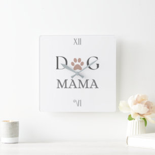 Dog Mama Tassavtryck, Mors dag & födelsedag Fyrkantig Klocka