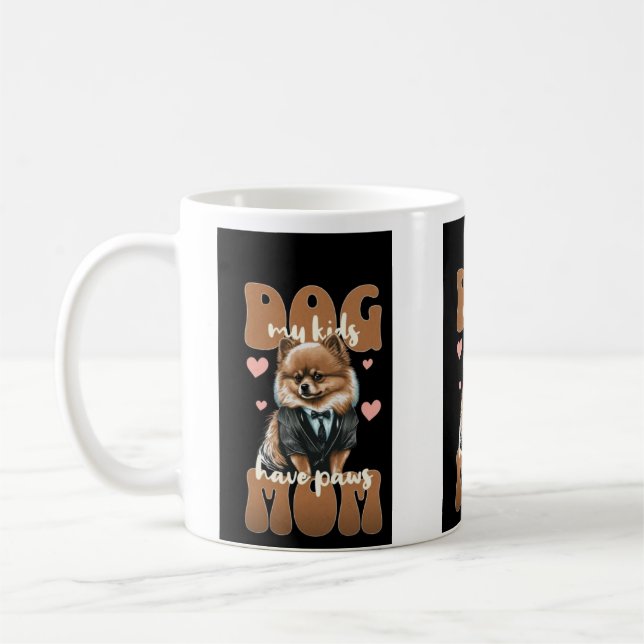 Dog Mamma Tass med Fotavtryck – Söt Kaffekopp för  (Vänster)