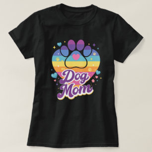 Dog Mammas Regnbågs Tass Retro T Shirt