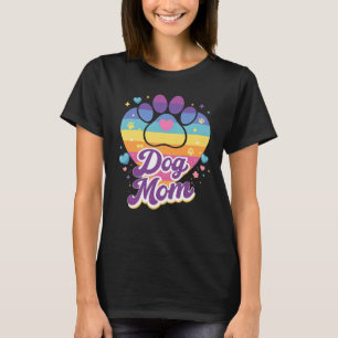Dog Mammas Regnbågs Tass Retro T Shirt