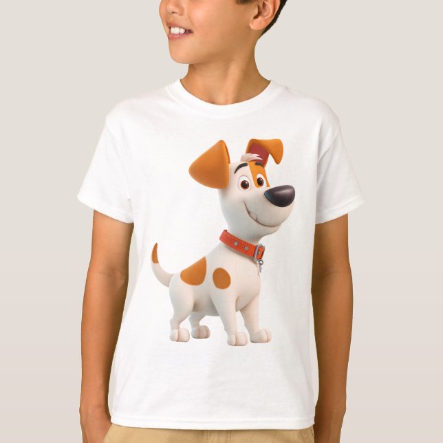 Dog Mascot – Cute Cartoon Puppy Kids  T Shirt (Framsida)