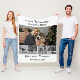 Dog Memorial 5 Photo Collage Pet Tribute Fleecefilt