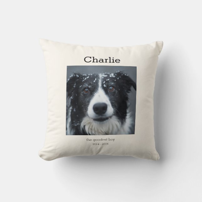 Dog Memorial Cushion Pet Remembrance Throw Pillow Kudde (Framsida)