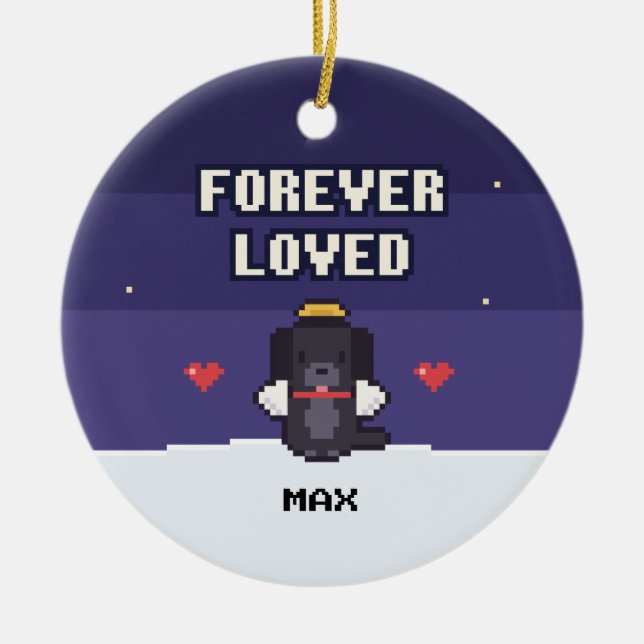 Dog Memorial Ornament Forever Loved Pixel Art (Framsidan)
