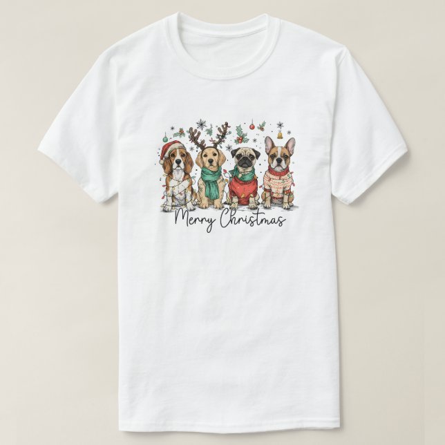 Dog Merrry Christmas T Shirt (Design framsida)