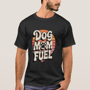 Dog Mom Bränsle Retro Hjärtan med Tass Solnedgång T Shirt