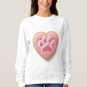 Dog Mom Chenille Broderi Tröja Hjärta Paw