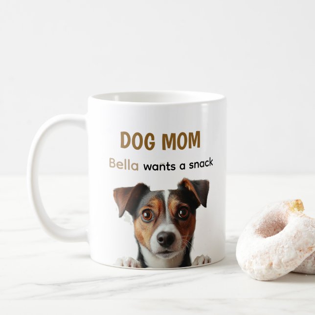 Dog Mom Cute Puppy Coffee Quote Design Kaffemugg (Med munk)