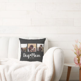 Dog Mom Established Elegant Script Black 3 Photo Kudde