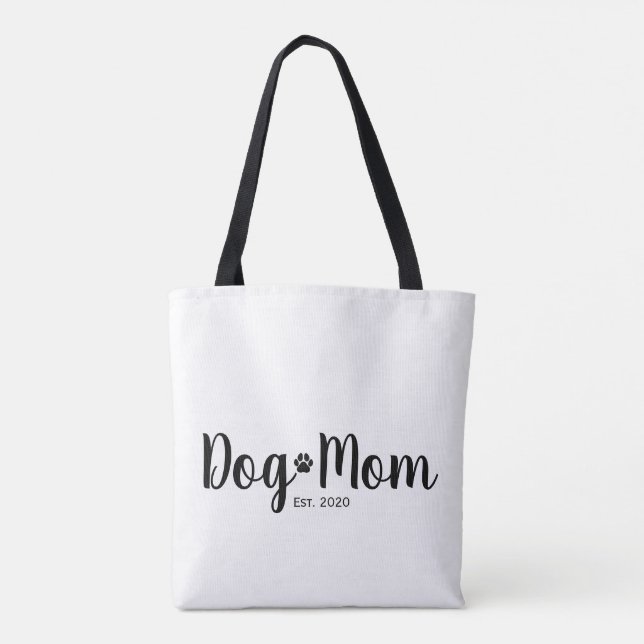 Dog Mom Established Gift Tote Bag Tygkasse (Baksida)
