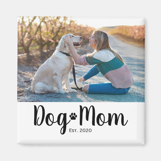 Dog Mom Established Photo Gift Magnet (Framsidan)
