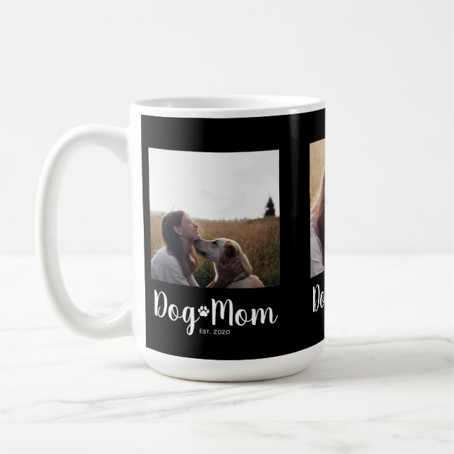 Dog Mom Established Script Black 3 Photo  Kaffemugg (Vänster)