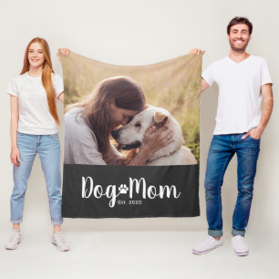 Dog Mom Established Script Foto Fleecefilt